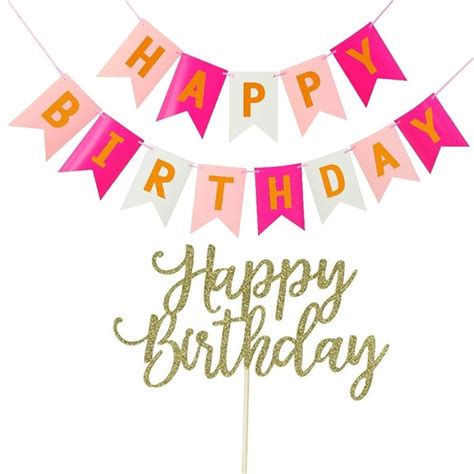Buy Happy Birthday Cake Topper, With Happy Birthday Banner 1st 30th ...