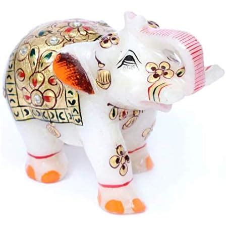 Pooja Creation Stone Elephant Showpiece, 10*10*9, Multicolour, 1 Piece ...