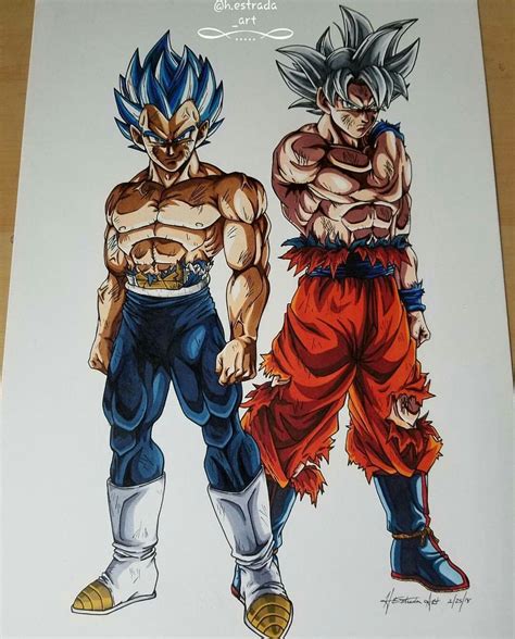 Dessin : Son Gokū (Kakarotto) Migatte no Gokui & Bejita Super Saiyajin ...