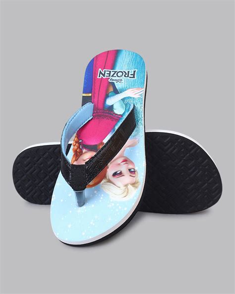 Frozen Printed Black Flip-Flops For Kids Girls – Kidsville