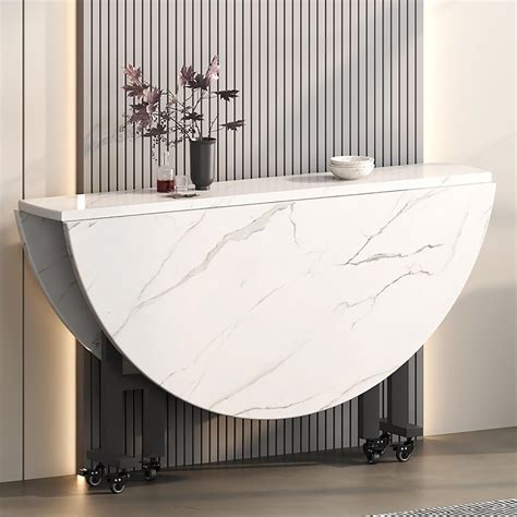 Round Folding Dining Table, Drop Leaf Kitchen Table for Small Spaces ...