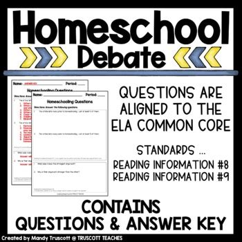 Homeschooling Debate: Close Reading Article & Question Set by Truscott ...