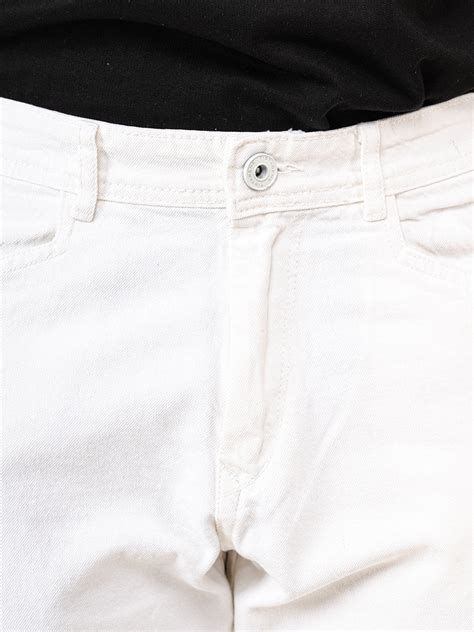 Buy White Straight Fit Side Zipper Cargo Denim Jeans