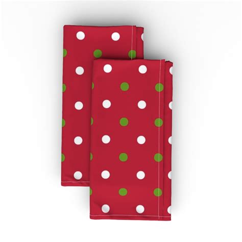 Christmas Dot - Green and White on Red Cloth Napkin | Shutterfly