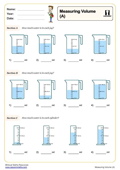 Measuring Volume (A) Worksheet | Key Stage 1 PDF Measurement Worksheets