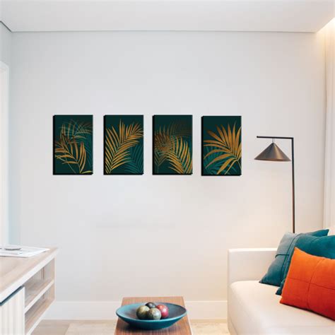 Shiny Golden Tropical Leaves Set Of 4 – Myindianthings