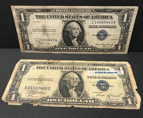 1935 & 1935b Silver Certificates Fair And Poor $1 Bill Note Blue Seal ...