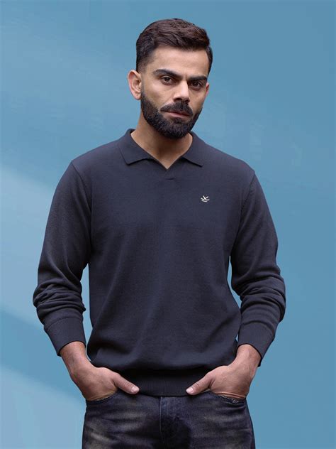 Premium Flat Knit Johnny Collar Polo T-Shirt | Navy Blue – Wrogn