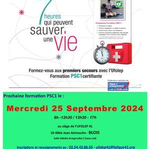 Formation PSC1, le mercredi 25 Septembre 2024 avec lUFOLEP 41, Ufolep ...