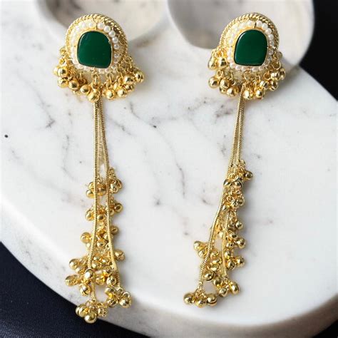 Stone Ghungroo Kashmiri Earrings – Arzzbyfarha