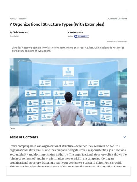 7 Organizational Structure Types (With Examples) - Forbes Advisor | PDF ...