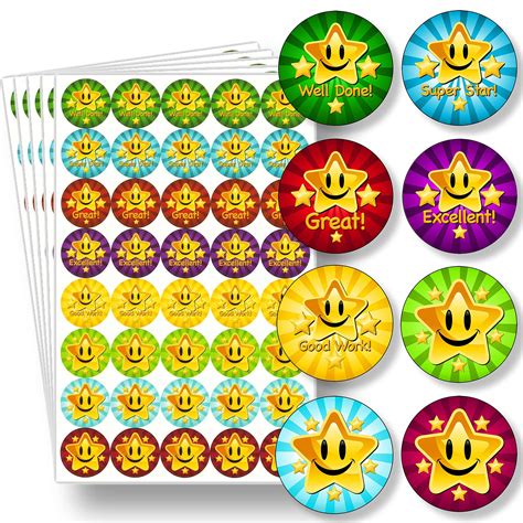 Teacher Reward Stickers For Children 200 Colourful Well Done Praise ...