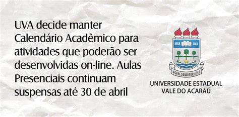 UVA decide manter Calendário Acadêmico para atividades que poderão ser ...