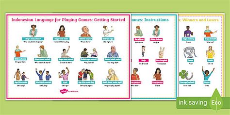 Playing Games Word Mat Pack Indonesian (teacher made)