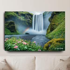 VASTU-MANDALA Waterfall Canvas Wall Art for Wealth, Creativity and ...
