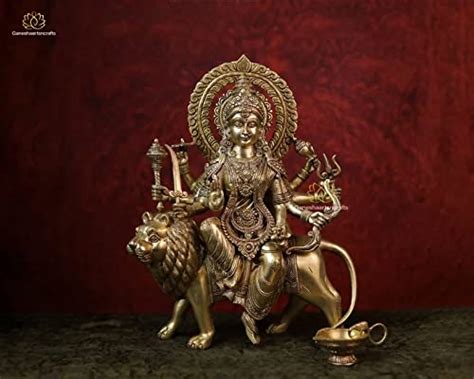 Buy Ganeshaartsncrafts 37 cm, Devi Durga Statue, Large Size Brass Durga ...
