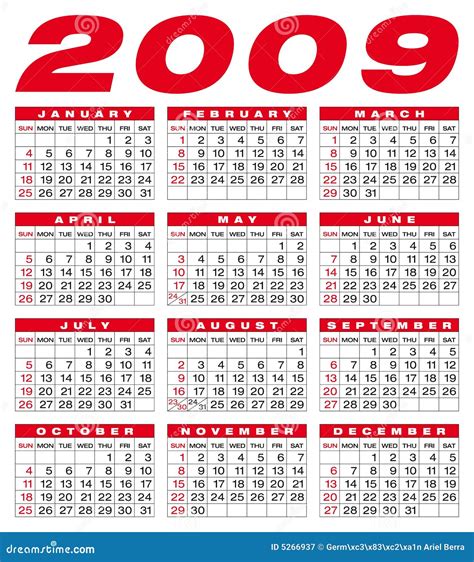 2009 Calendar (PDF, Word, Excel)