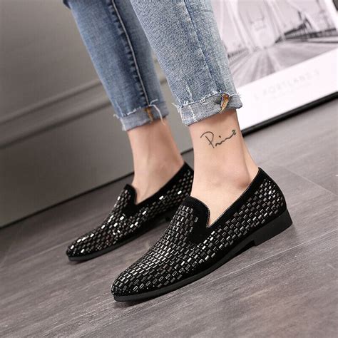 Luxury Italian Style Rhinestones Flats Moccasins Crystal Glitter Slip ...