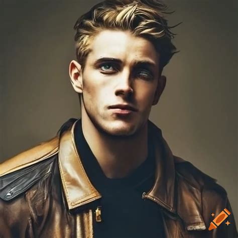 Handsome man with dirty blond hair and green eyes