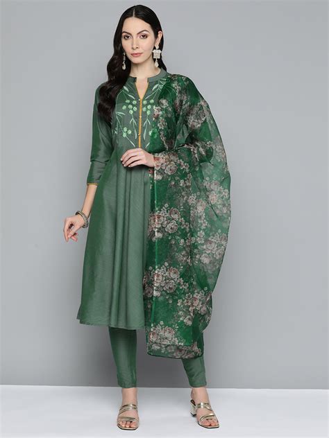 Floral Embroidered Kurta with Trousers & With Dupatta – Jompers Wholesale