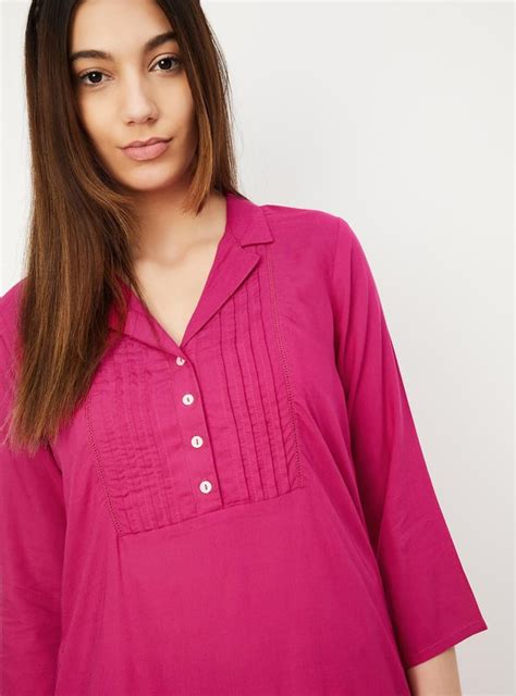 Buy Women Pintuck Yoke Notched Collar Kurta Online at just Rs. 599.0 ...