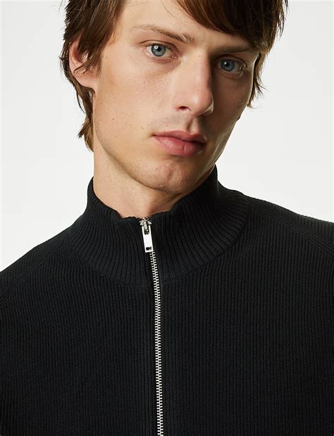Buy Cotton Blend Funnel Neck Zip Up Jumper at Marks & Spencer