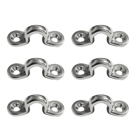 6Pcs Stainless Steel Boat Canoe Pad Marine Pad Eye Loop Plate Staple ...