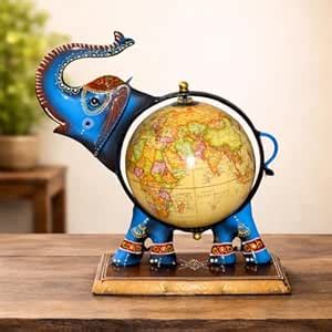 CraftVatika Home and Office Decorative Globe Trunk Up Elephant Table ...