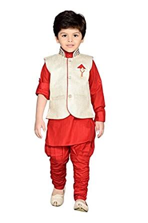 Buy AJ DEZINES Kids Boy's Silk Cotton Ethnic Wear Kurta Pyjama ...