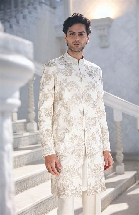 Gold Silver Sherwani Set – Origins