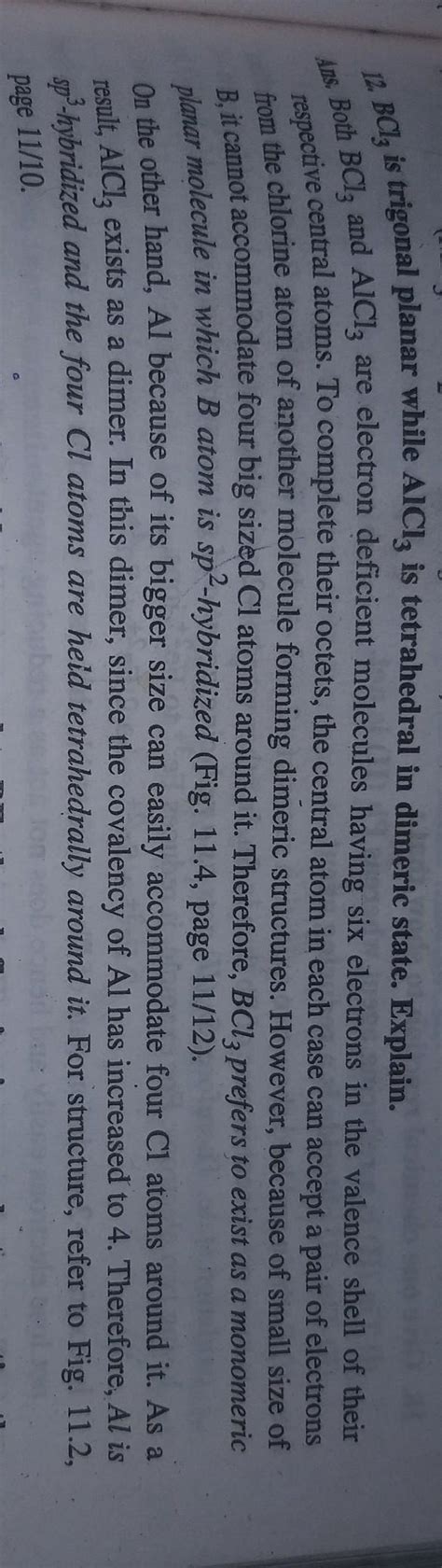 Why is BCl3 trigonal planar in shape while anhydrous AlCl3 is ...