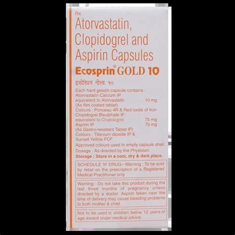 Buy Ecosprin Gold 10Mg Capsule 15S Online at Best Price | Me