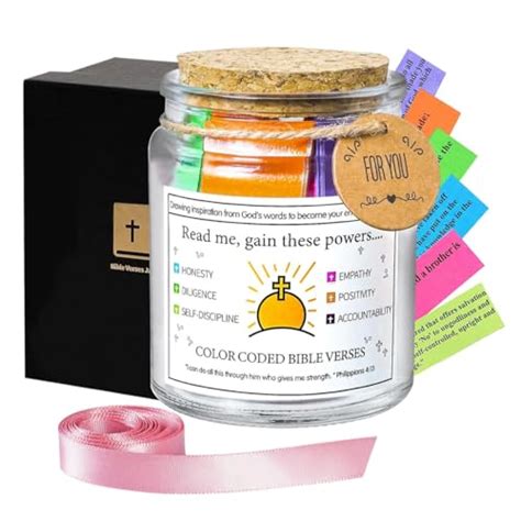 HASTHIP® Bible Verse Jar with 90pcs Colored Bible Verse Notes Inspirat ...