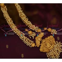 NL13348P Pearl Danglers Chain Temple Pendant Latest Traditional Matte ...