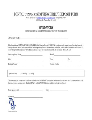 Fillable Online Dental Dynamic StaffingAbout Dynamic Dental StaffingDDS ...