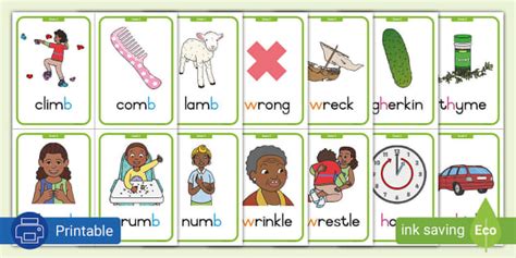 Grade 3: Phonics: Silent b, w, h: Flashcards