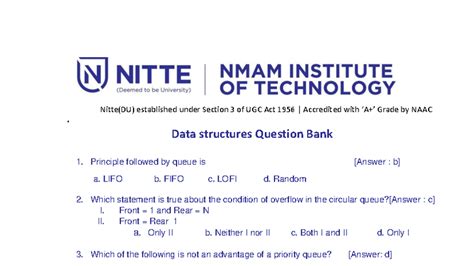 Unit2 MCQ DS Consolidated Question Bank for Data Structures - Studocu
