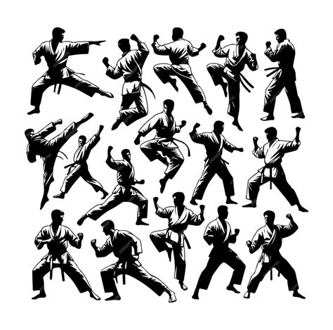 Premium Vector | Vector martial art or karate silhouettes vector illustration