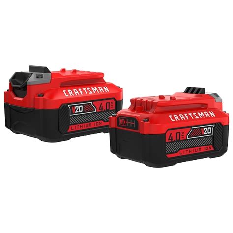 CRAFTSMAN V20 20-V 2-Pack Lithium-ion Battery (4 Ah) CMCB204-2 at Lowes.com