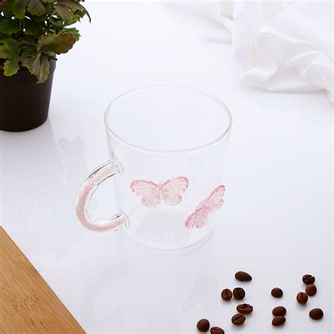 Lilac Butterfly Charmed Glass Mug