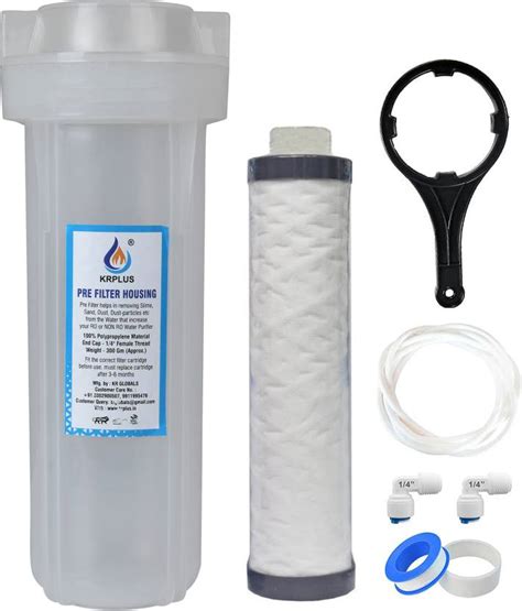 KRPLUS Pre Filter Housing Kit Semi Transparent with Spun Filter For RO ...