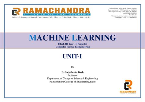 UNIT I Machine Learning - MACHINE LEARNING BTech III Year – II Semester ...