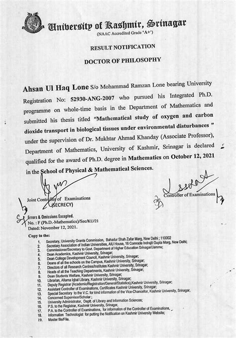 Mathematics, University of Kashmir