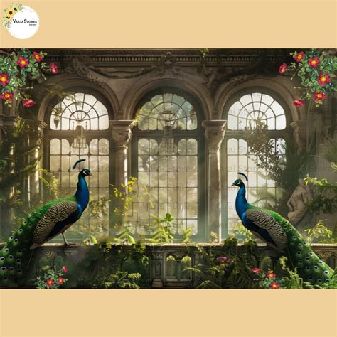 Peacock Yard - Baby Printed Backdrops - PREMIUM FABRIC