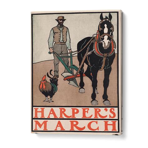 HARPER'S MARCH, MAN WITH ROOSTER AND HORSE (1890-1907) , VINTAGE PAINT ...