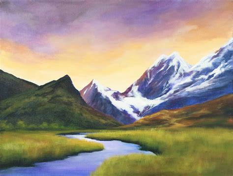 Sunset Mountain Landscapes Painting