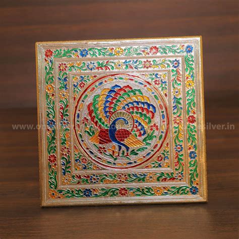 Meenakari Peetha Peacock 10" – onesilver.in