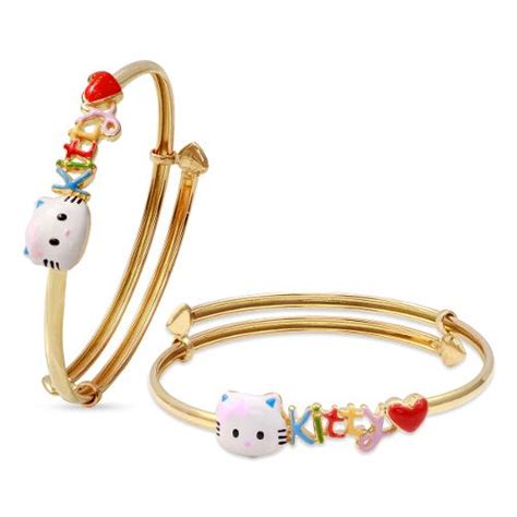 18K Plain Gold "Kitty" Scripted Children Bangle Bracelet