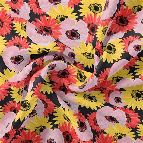 Floral Burst Digital Printed Pure Cotton Fabric - Unstitched Fabric ...