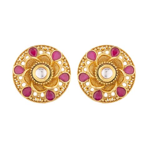 Faux Kundan Gems Stud Earrings – VOYLLA